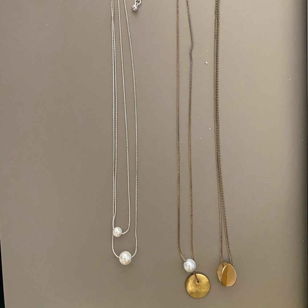 Three COS necklaces gold balls pearls